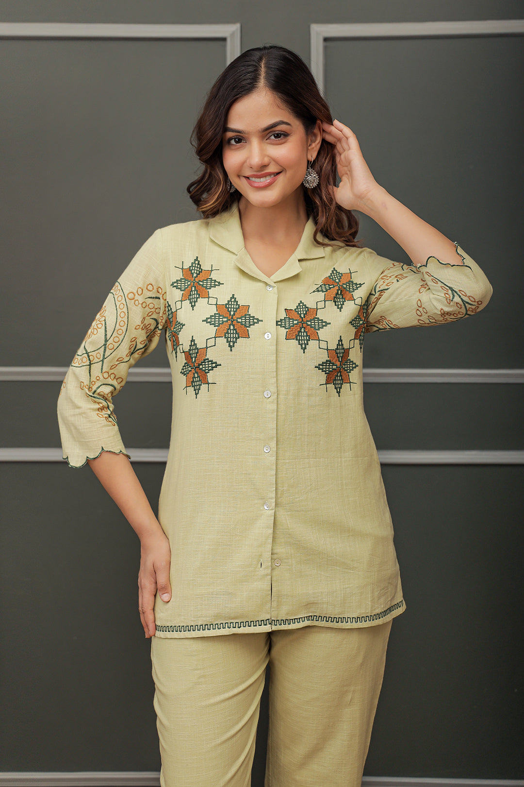 Nagma Green Embroidery Co-ord set