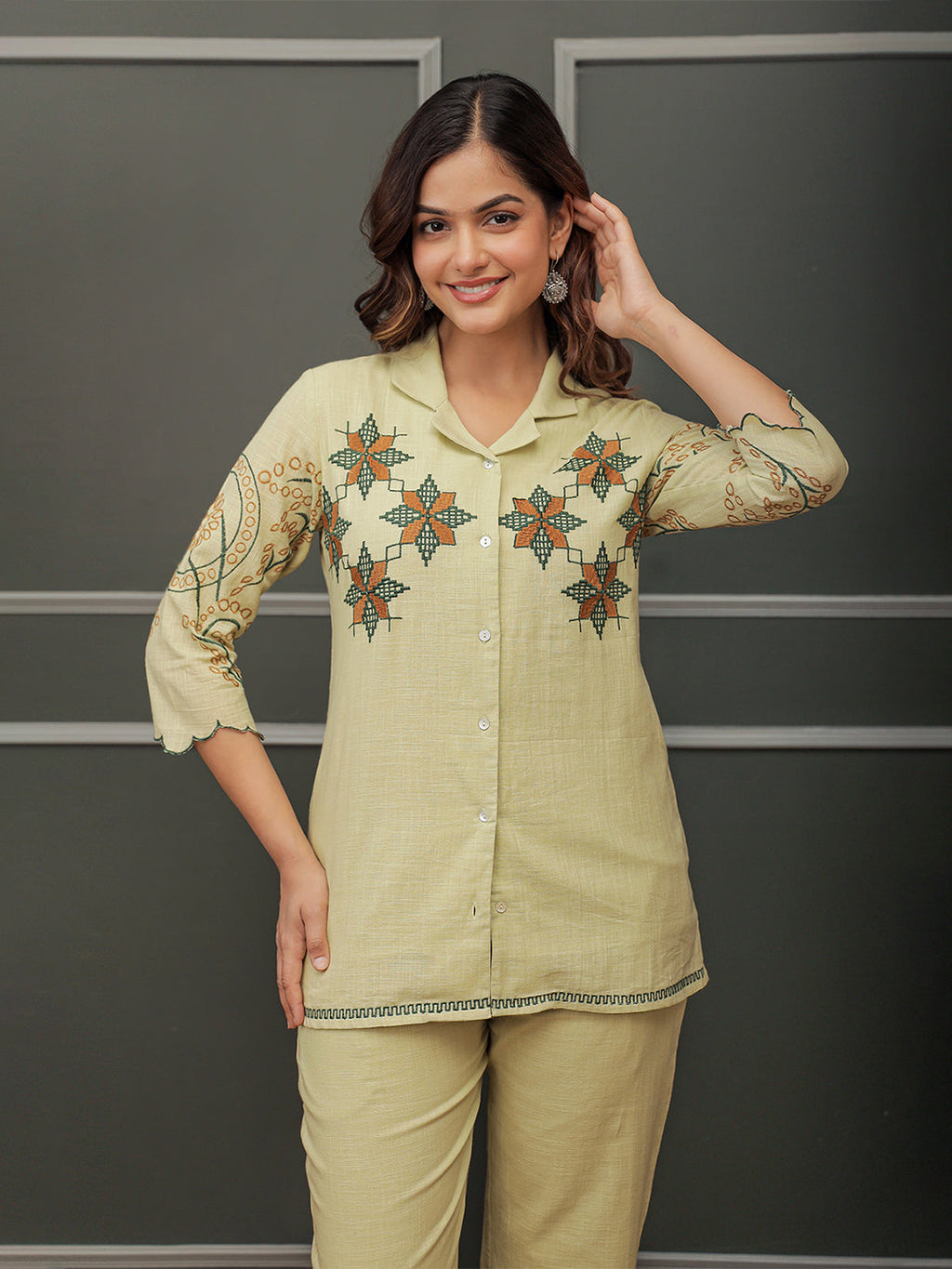 Nagma Green Embroidery Co-ord set