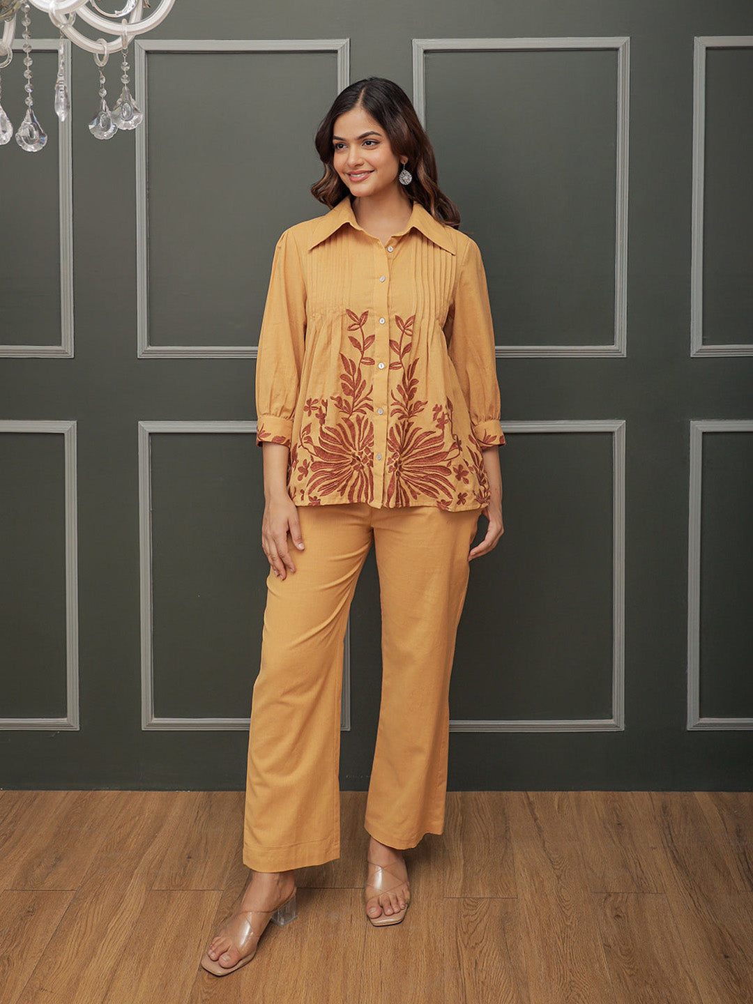 Stetson -02 Mustard  Embroidery Co-ord set