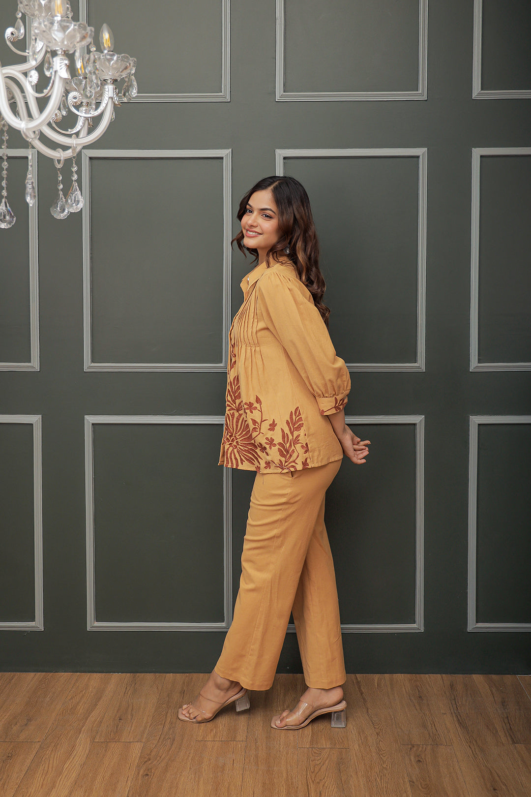 Stetson -02 Mustard  Embroidery Co-ord set
