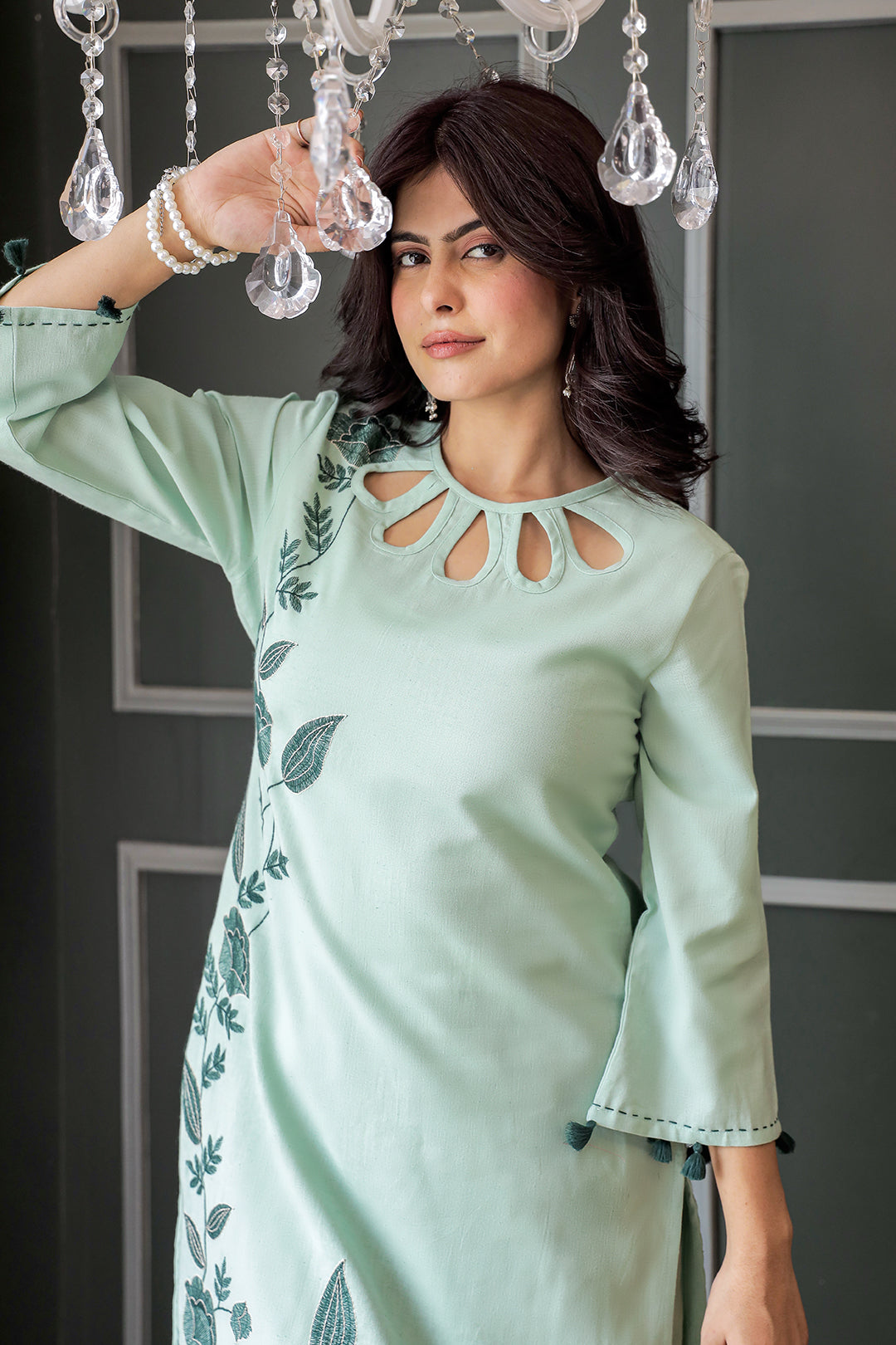 Sakhi Mint green  Embroidery Kurta Set