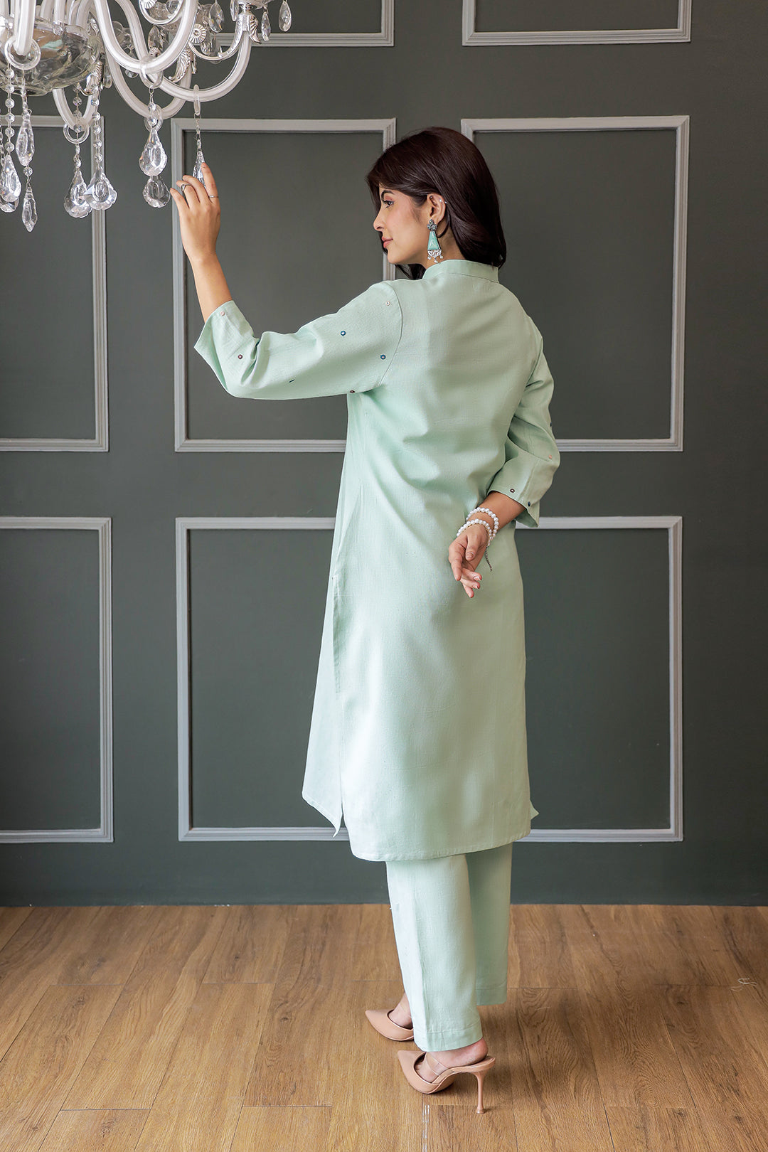Sakhi Mint green  Embroidery Kurta Set