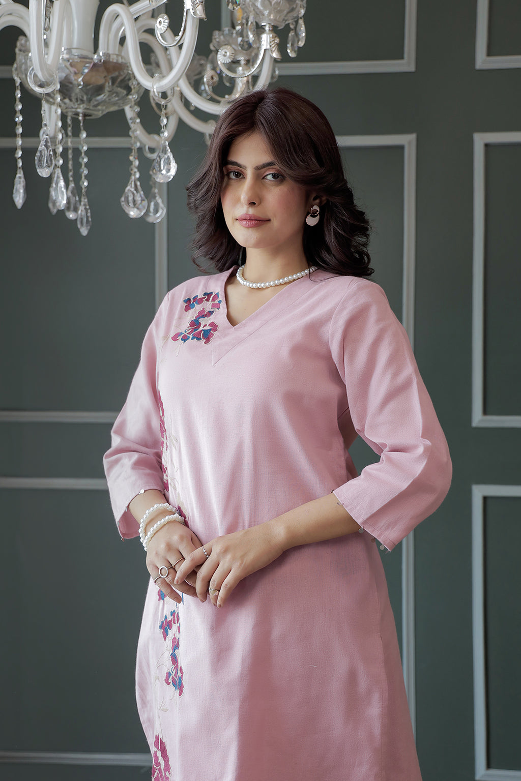 Nola Pink Embroidery Kurta set