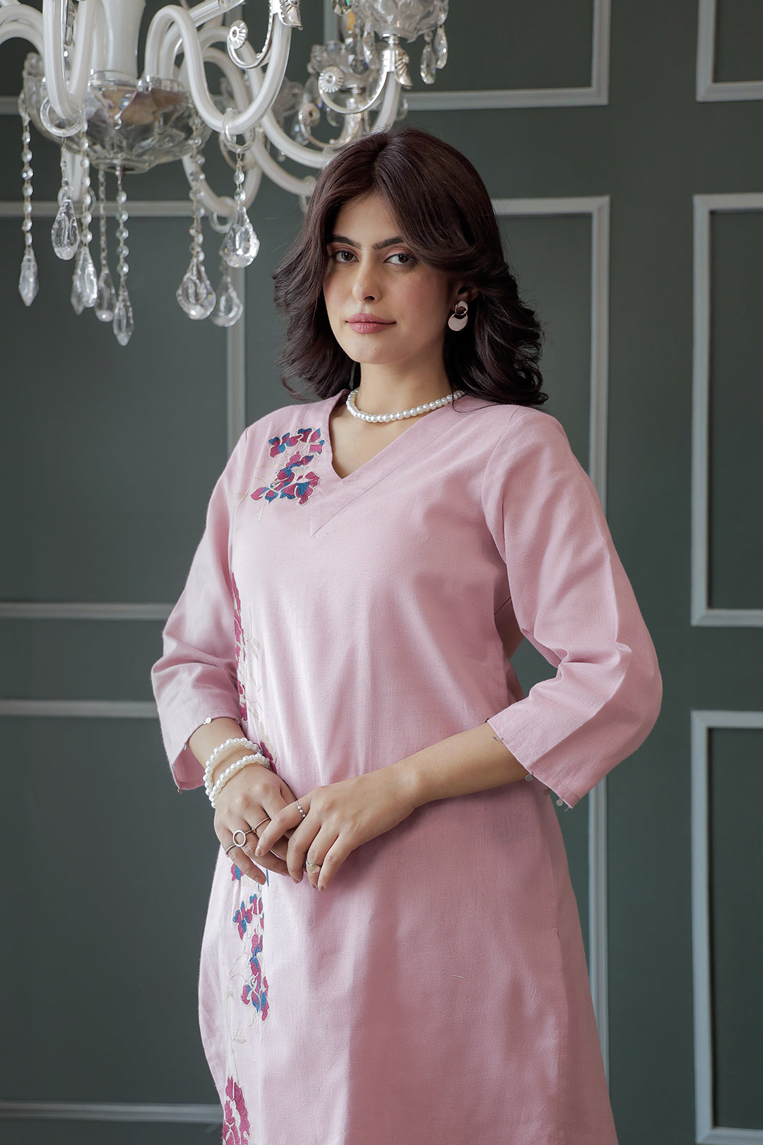 Nola Pink Embroidery Kurta set