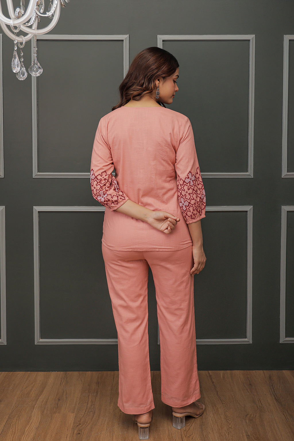 Megha Pink Embroidery Co-ord set