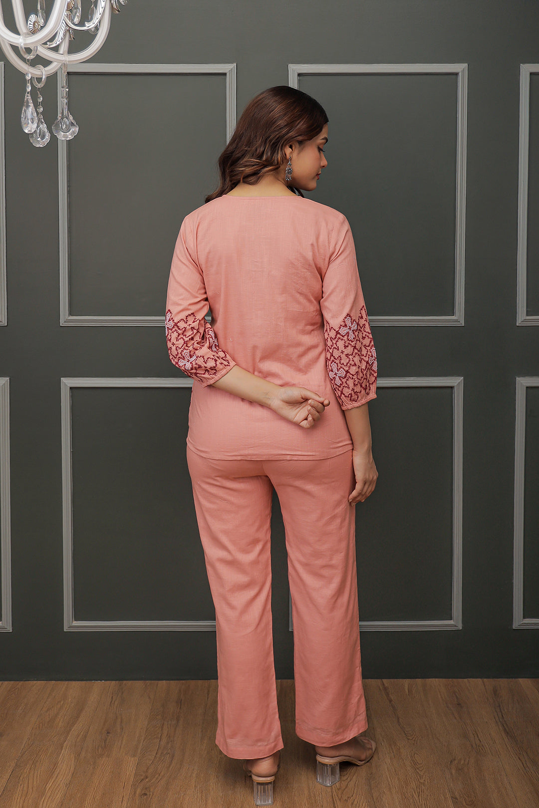 Megha Pink Embroidery Co-ord set