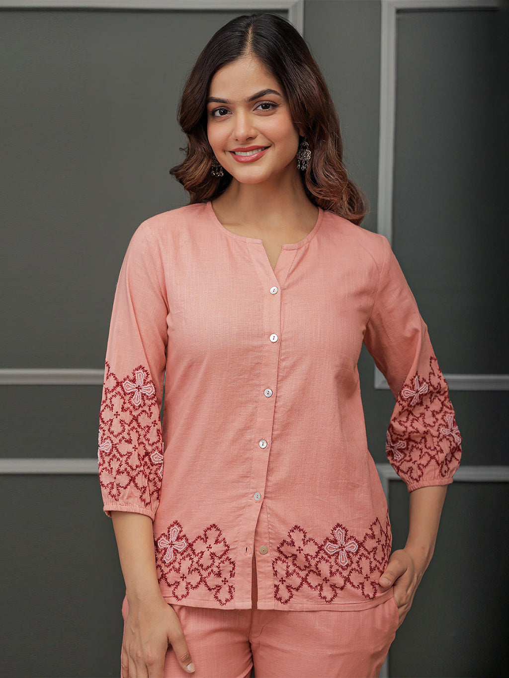 Megha Pink Embroidery Co-ord set