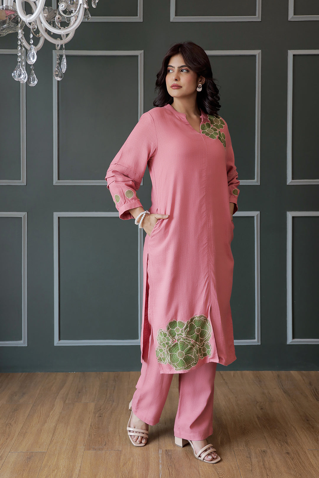 Nancy-2 Pink Embroidery Kurta Set