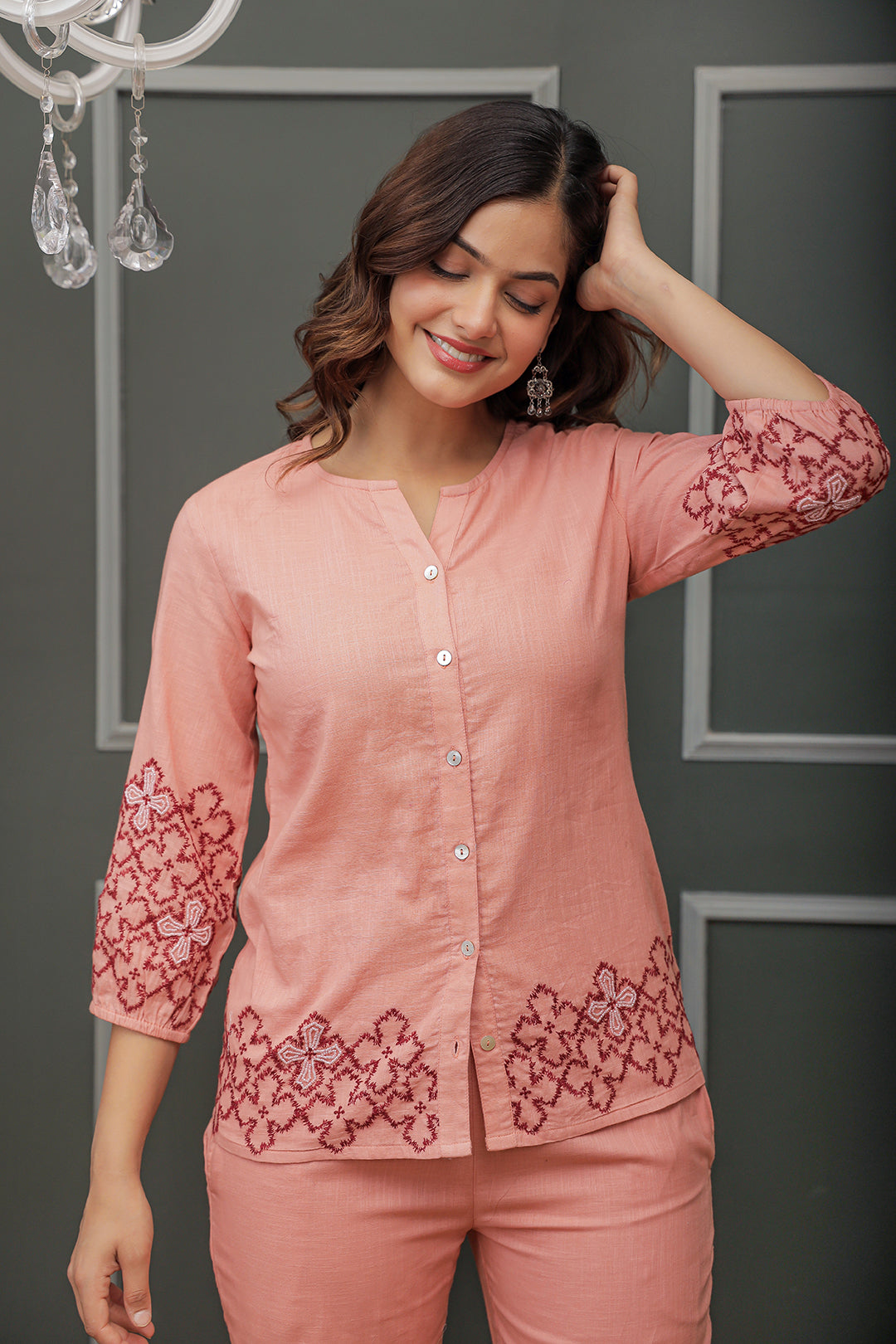 Megha Pink Embroidery Co-ord set