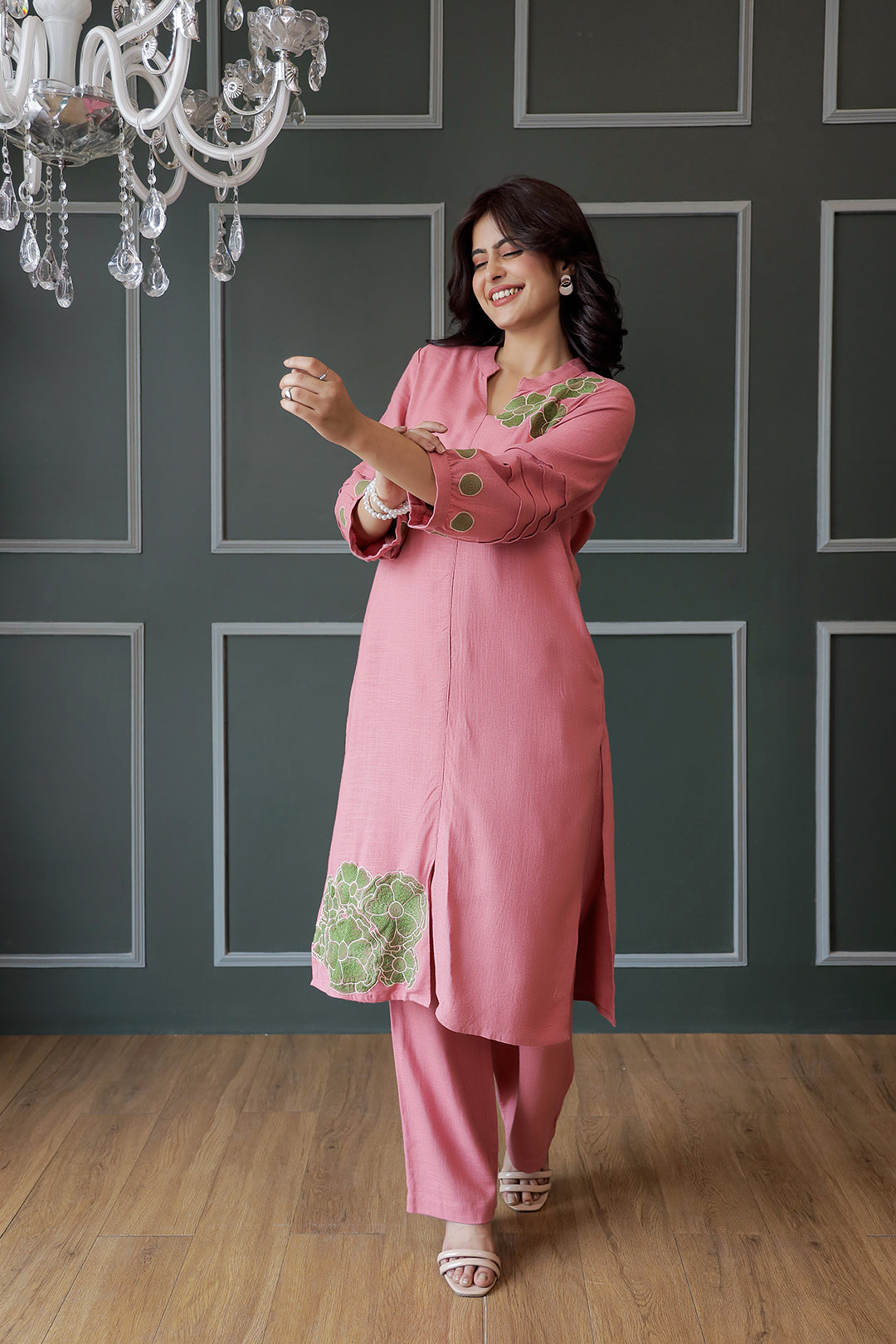 Nancy-2 Pink Embroidery Kurta Set