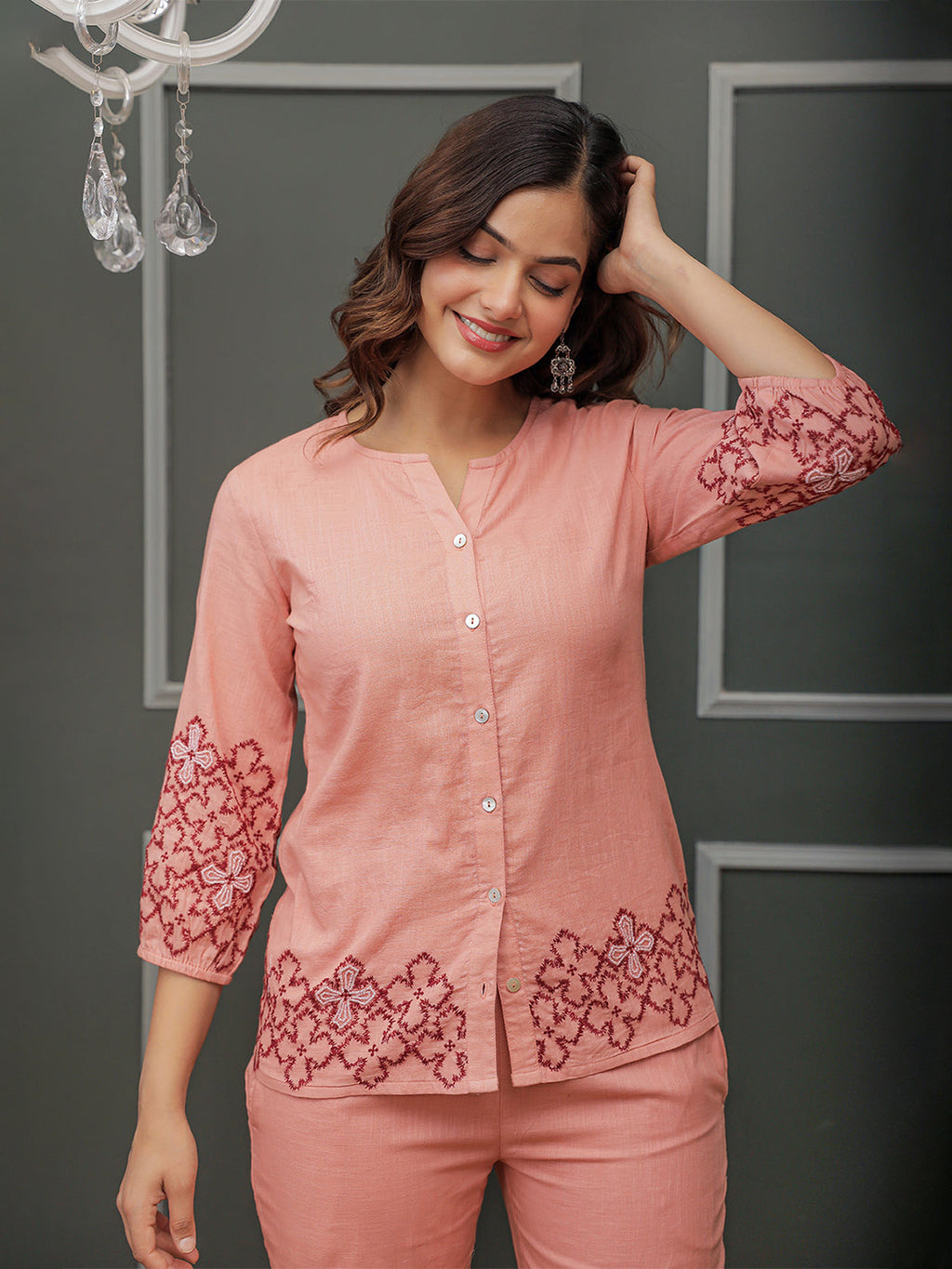 Megha Pink Embroidery Co-ord set