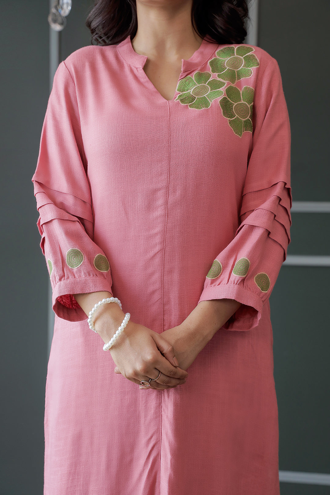 Nancy-2 Pink Embroidery Kurta Set