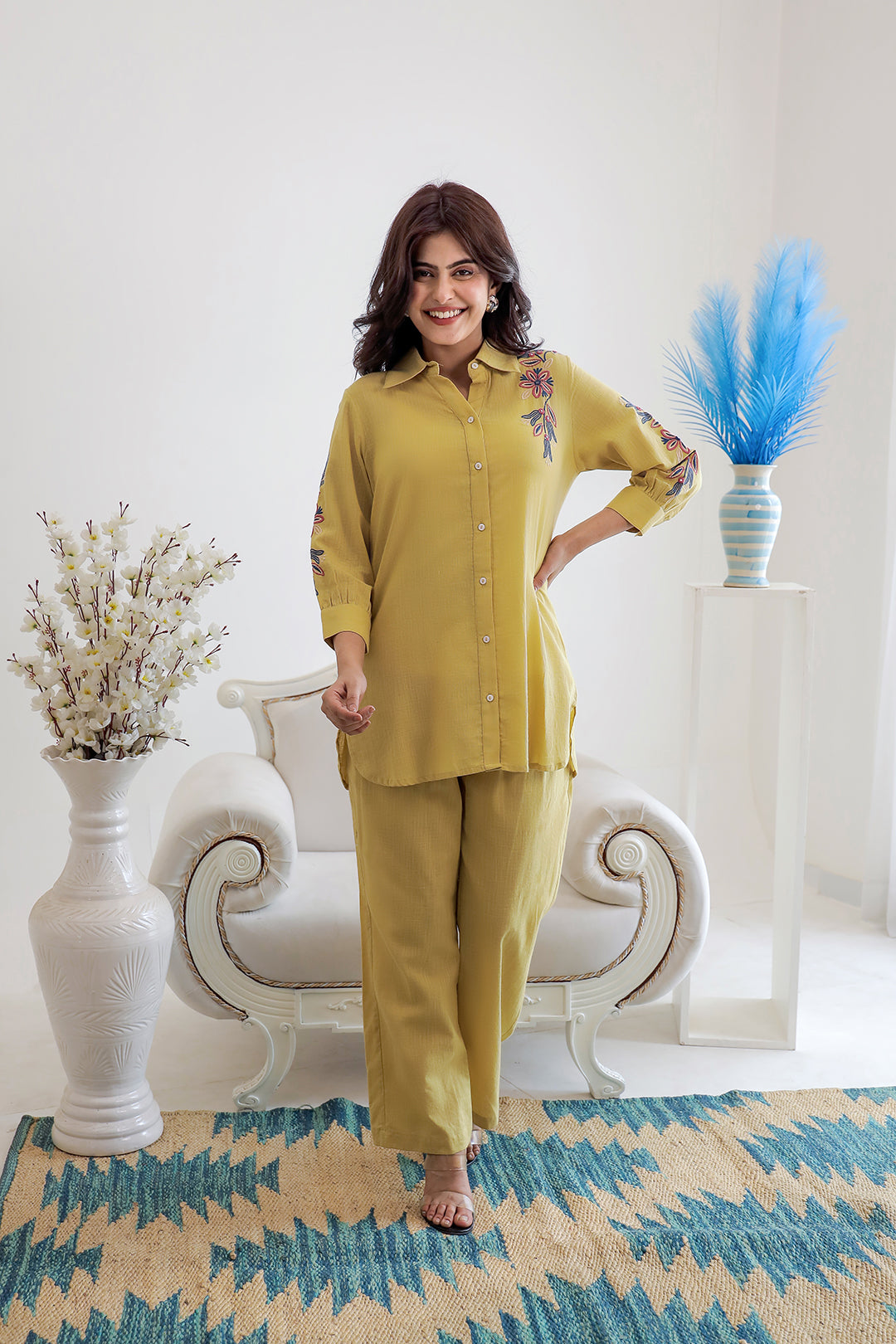 Kabir Mustard Embroidery Kurta Set