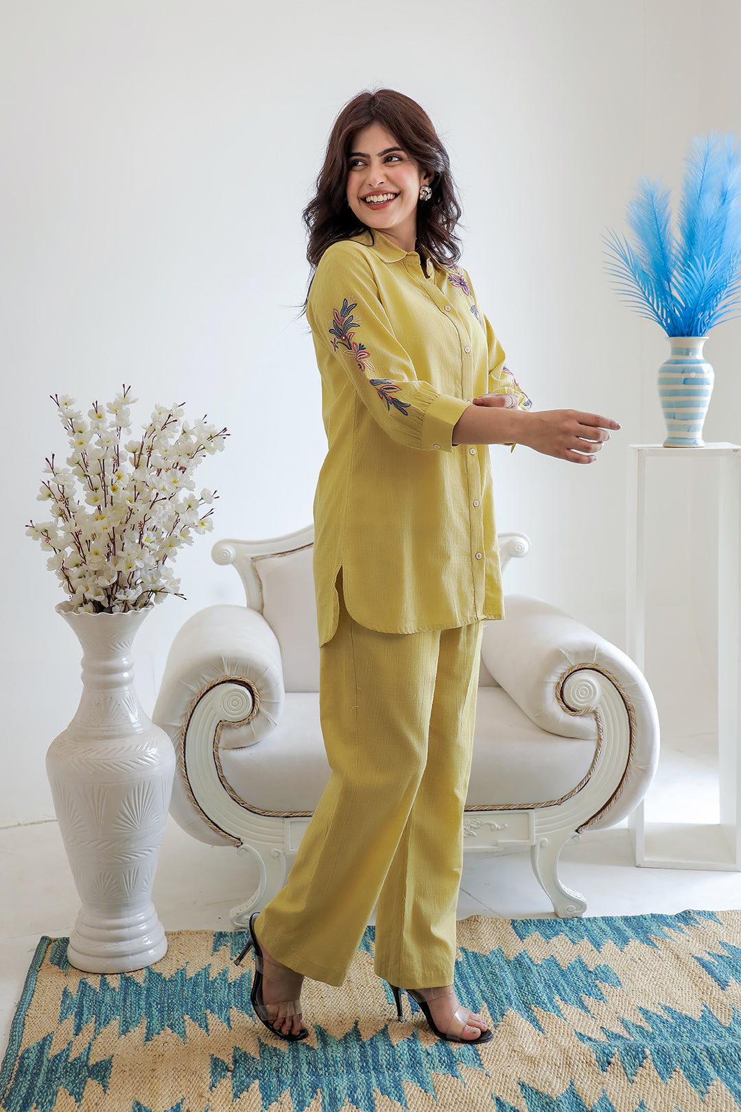 Kabir Mustard Embroidery Kurta Set