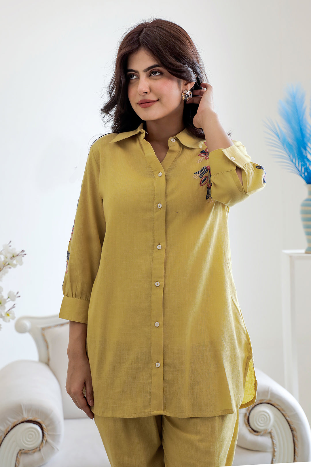 Kabir Mustard Embroidery Kurta Set