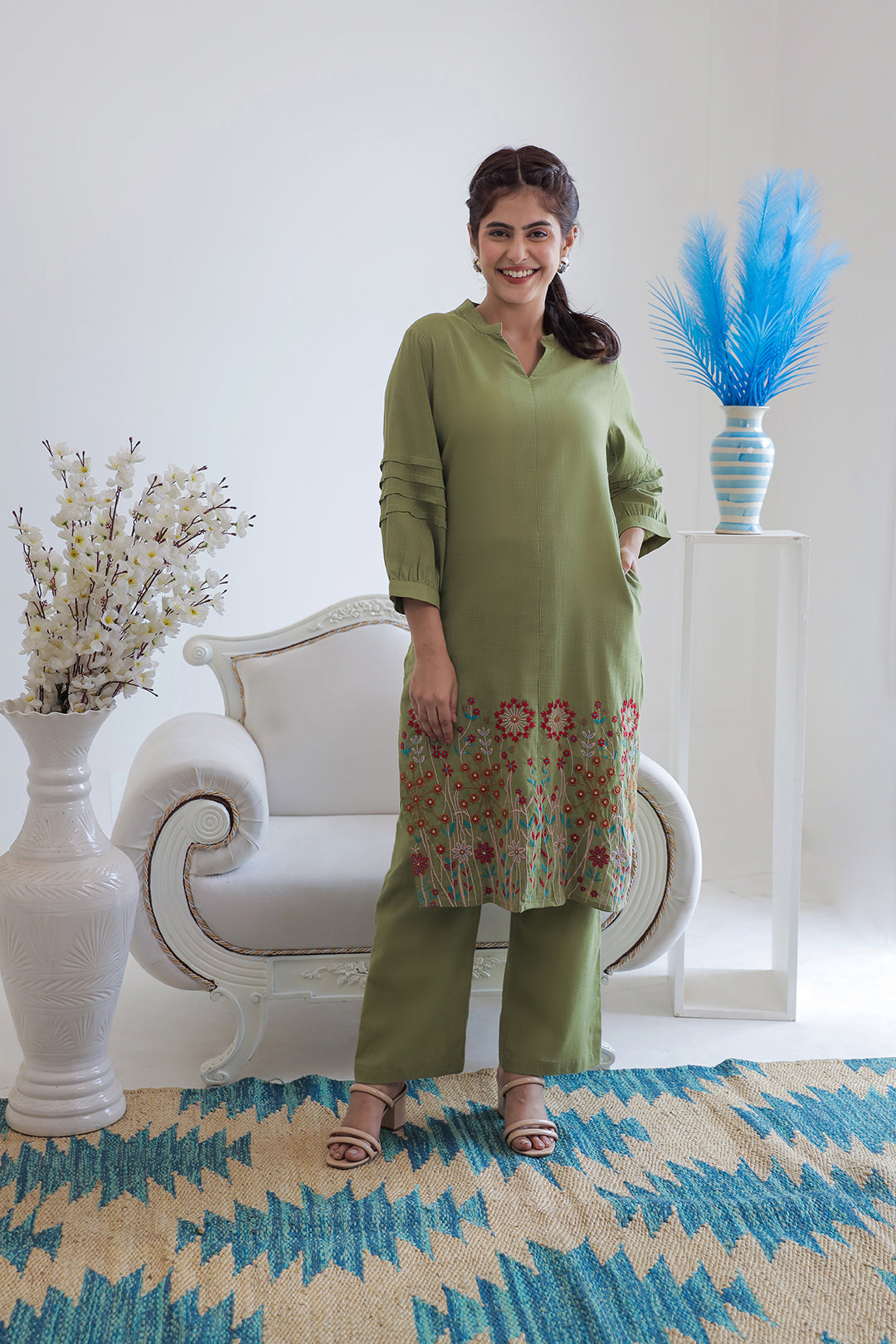 Nancy Green Embroidery Kurta Set