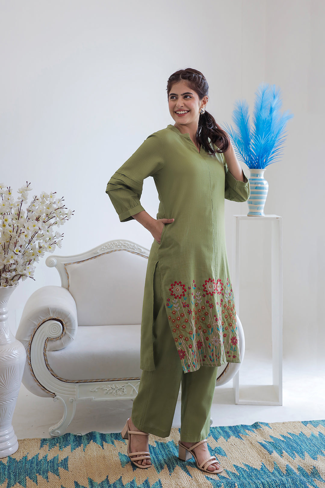 Nancy Green Embroidery Kurta Set