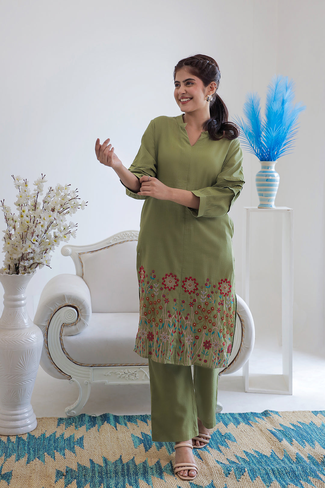 Nancy Green Embroidery Kurta Set