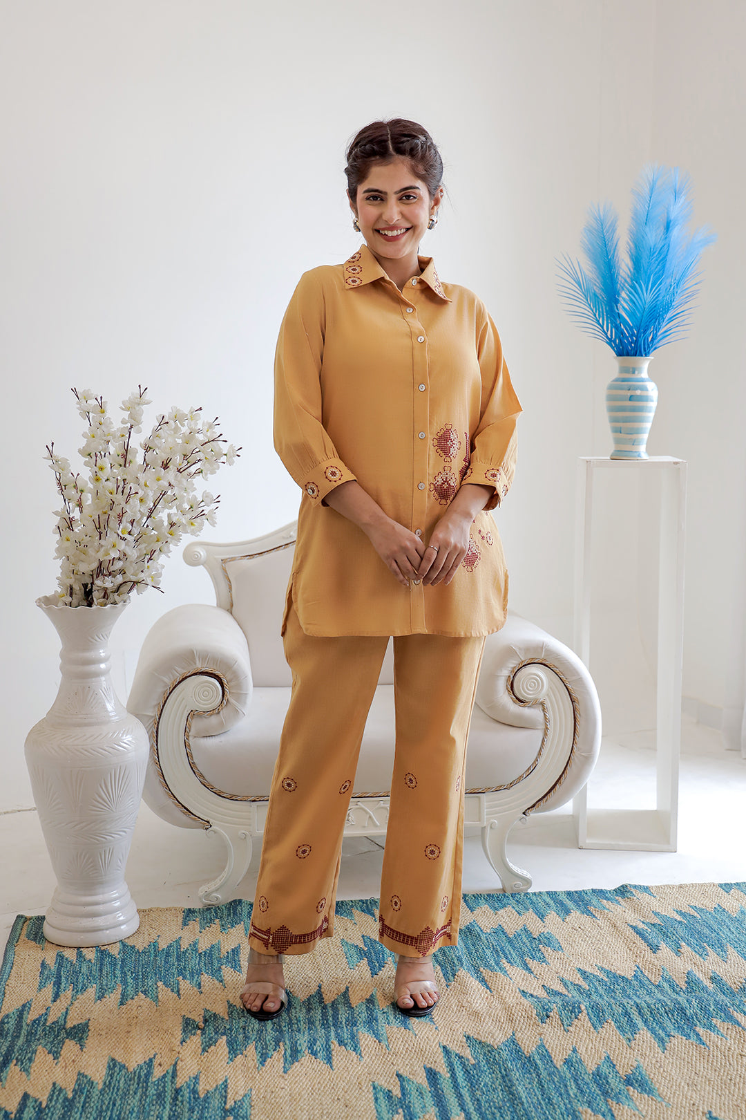 Kabir Rust Embroidery Kurta Set