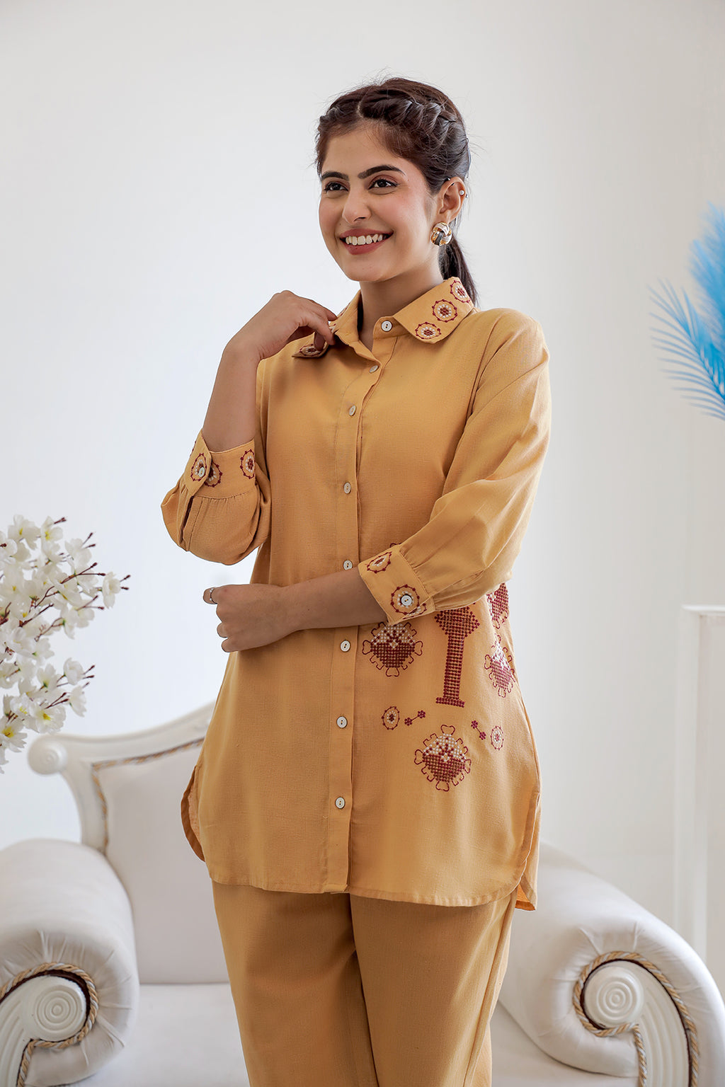 Kabir Rust Embroidery Kurta Set
