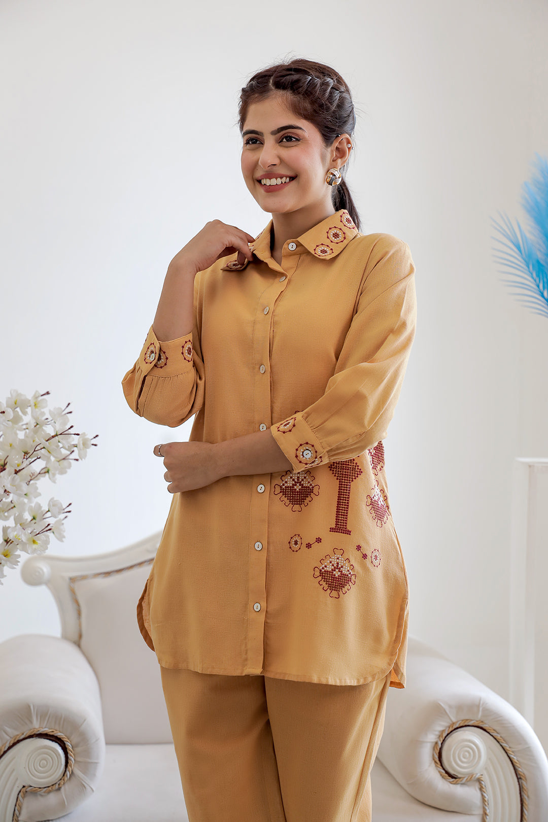 Kabir Rust Embroidery Kurta Set