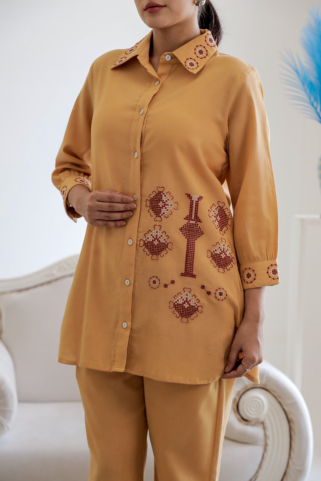 Kabir Rust Embroidery Kurta Set