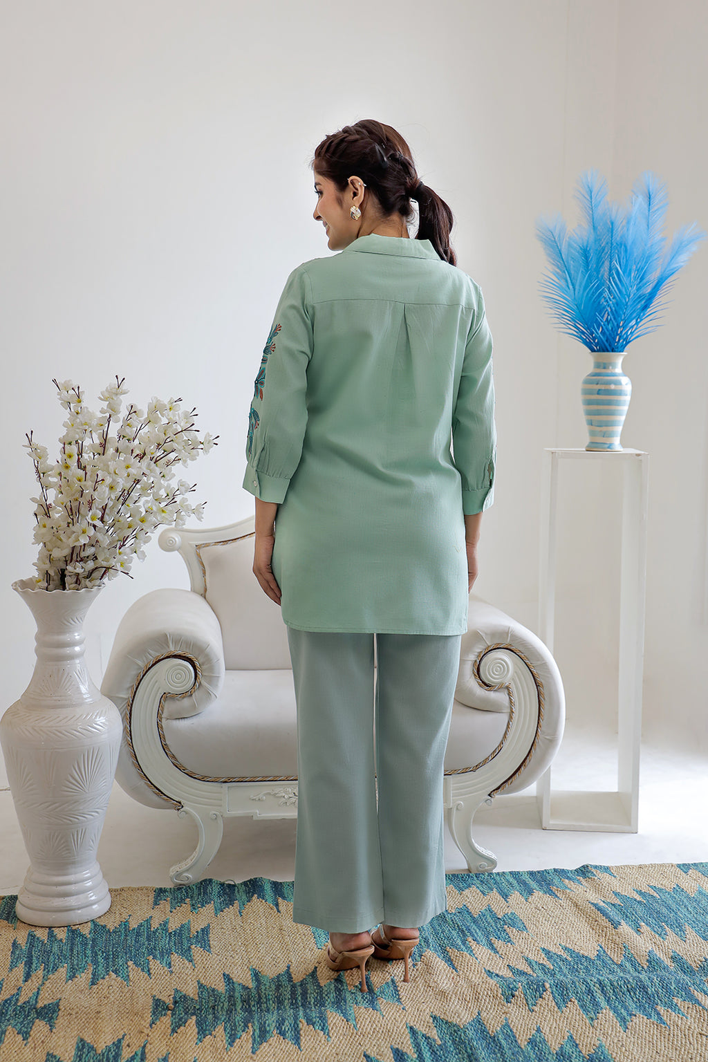 Kabir Green Embroidery Kurta Set