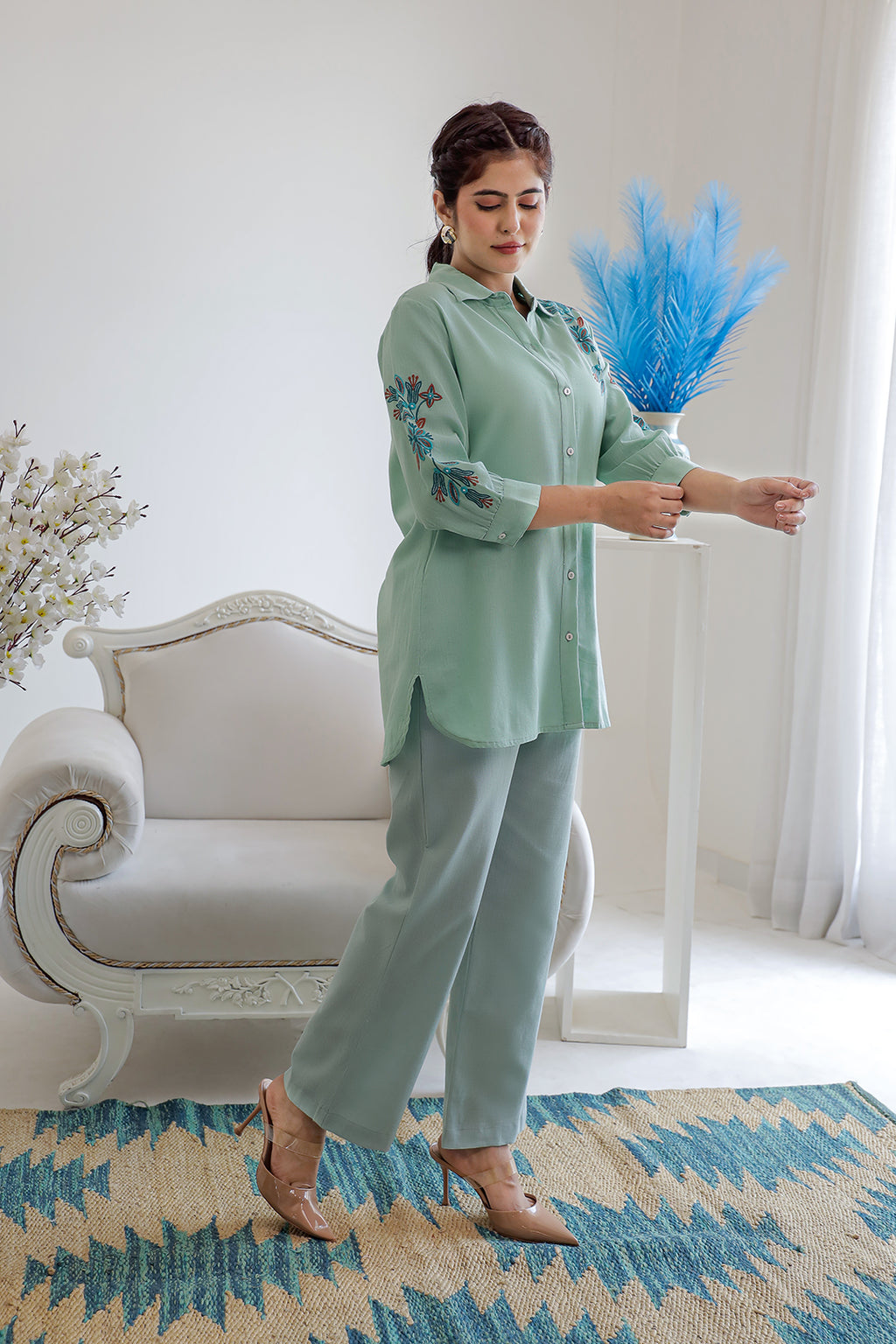 Kabir Green Embroidery Kurta Set