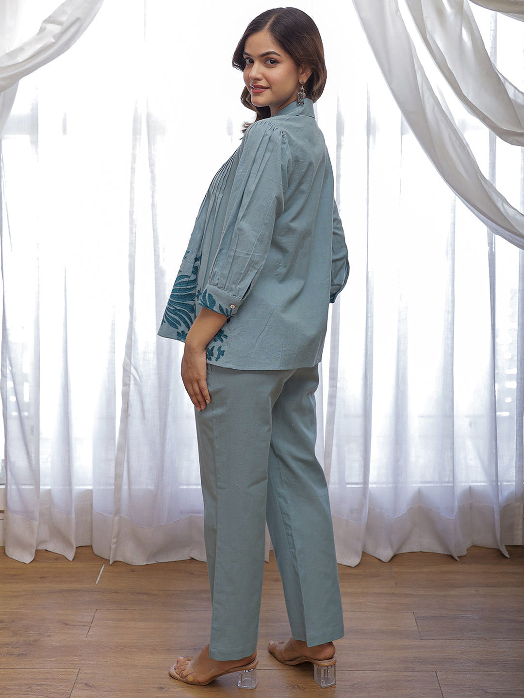 Stetson -02 Blue  Embroidery Co-ord set