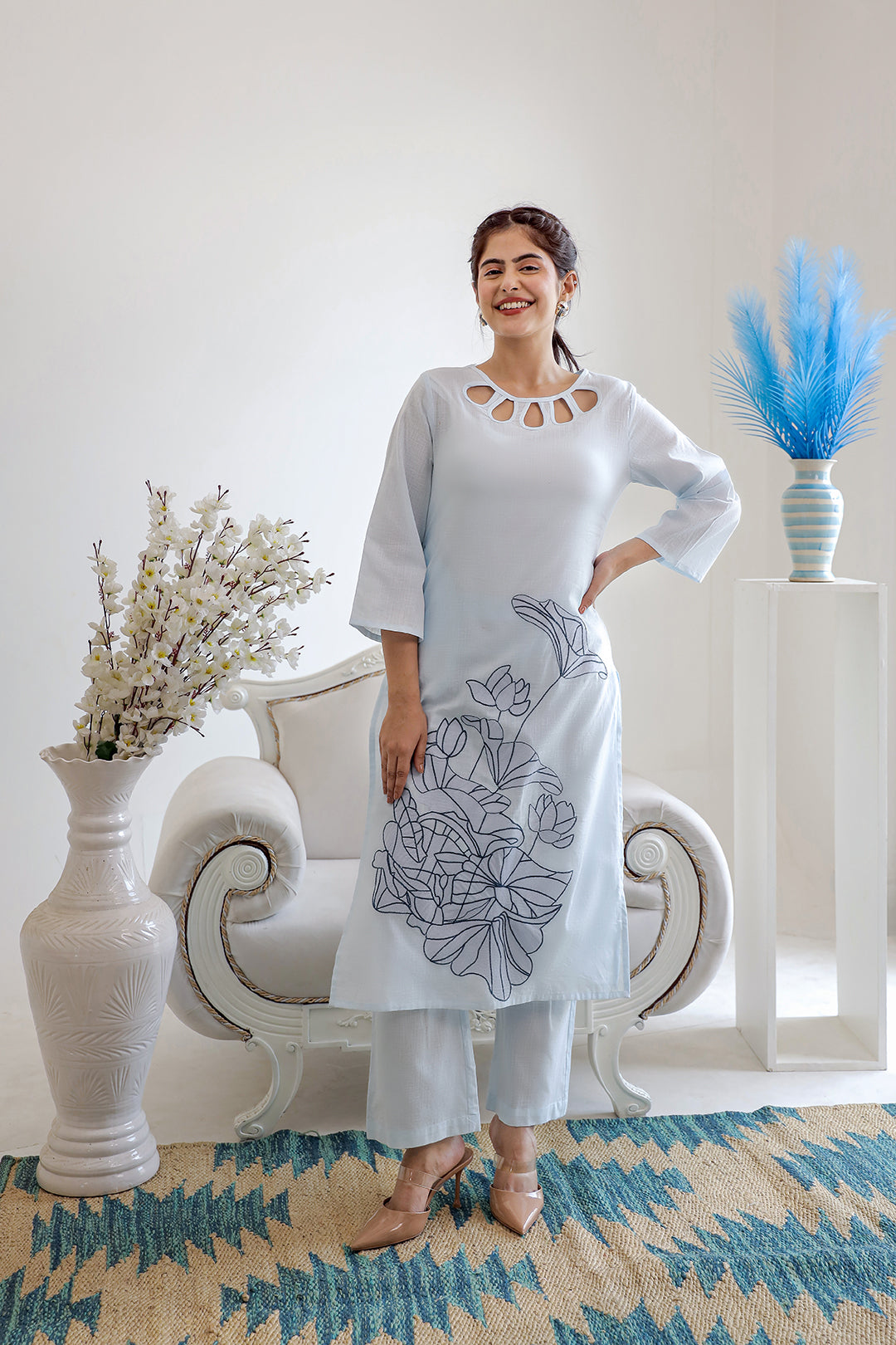 Sakhi Blue Embroidery Kurta Set