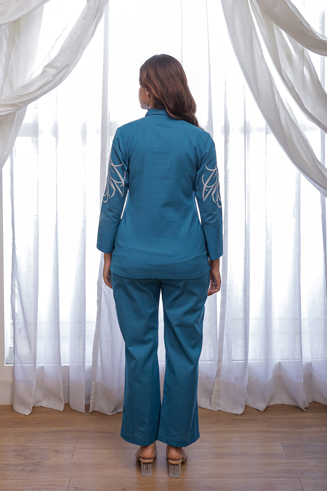Zuri Blue  Embroidery Co-ord Set