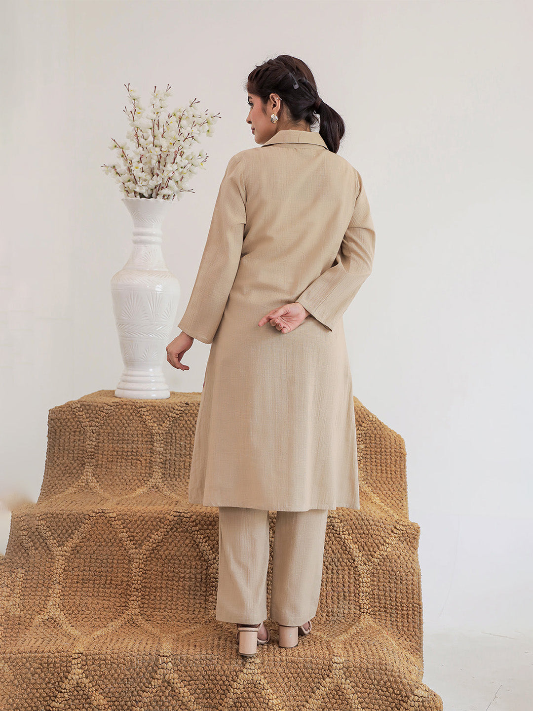 Suri Beige Embroidery Kurta Set