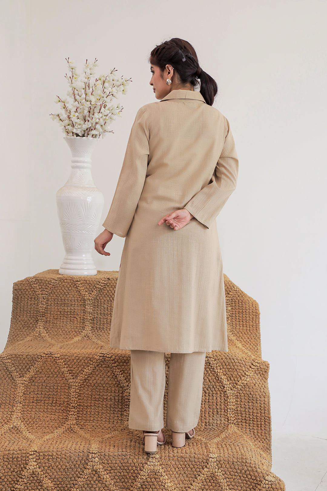 Suri Beige Embroidery Kurta Set