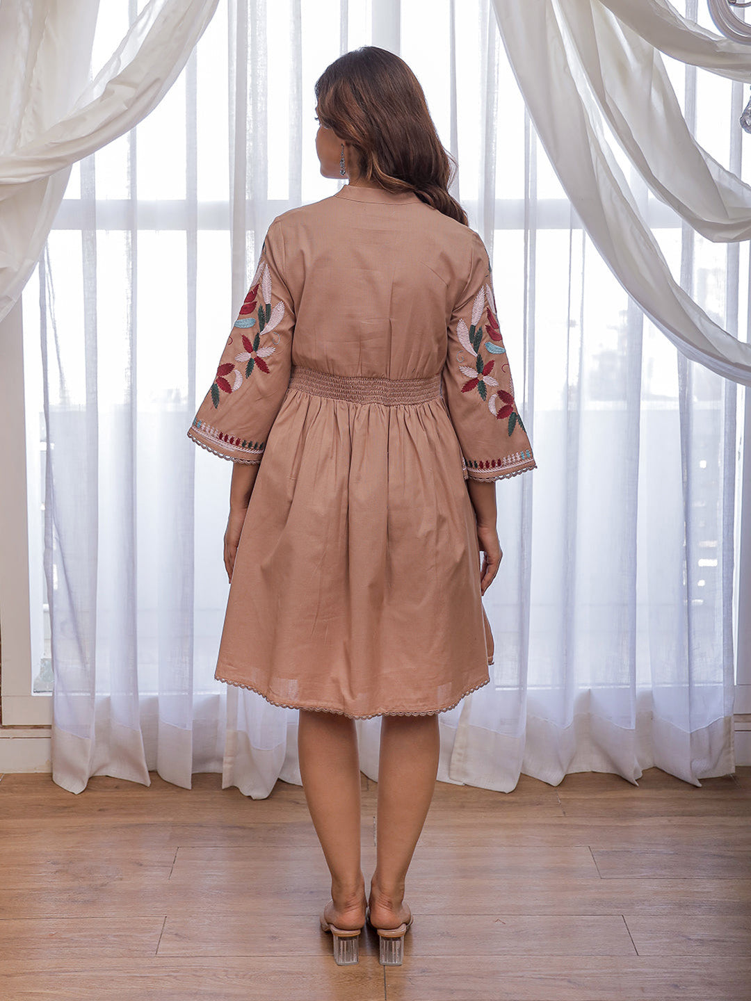 Ring Beige Embroidery Dress