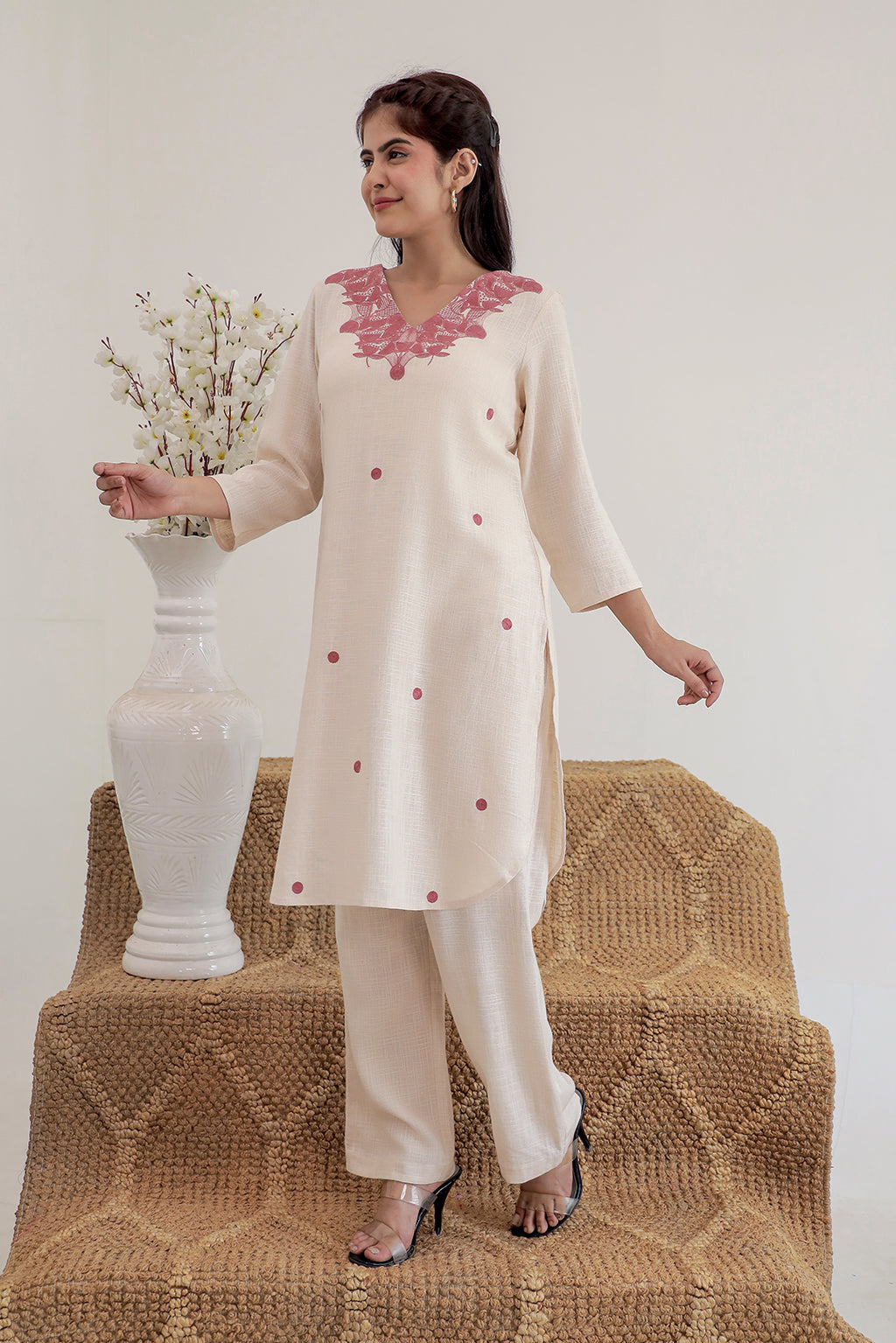 Kiani Beige Embroidery Kurta set