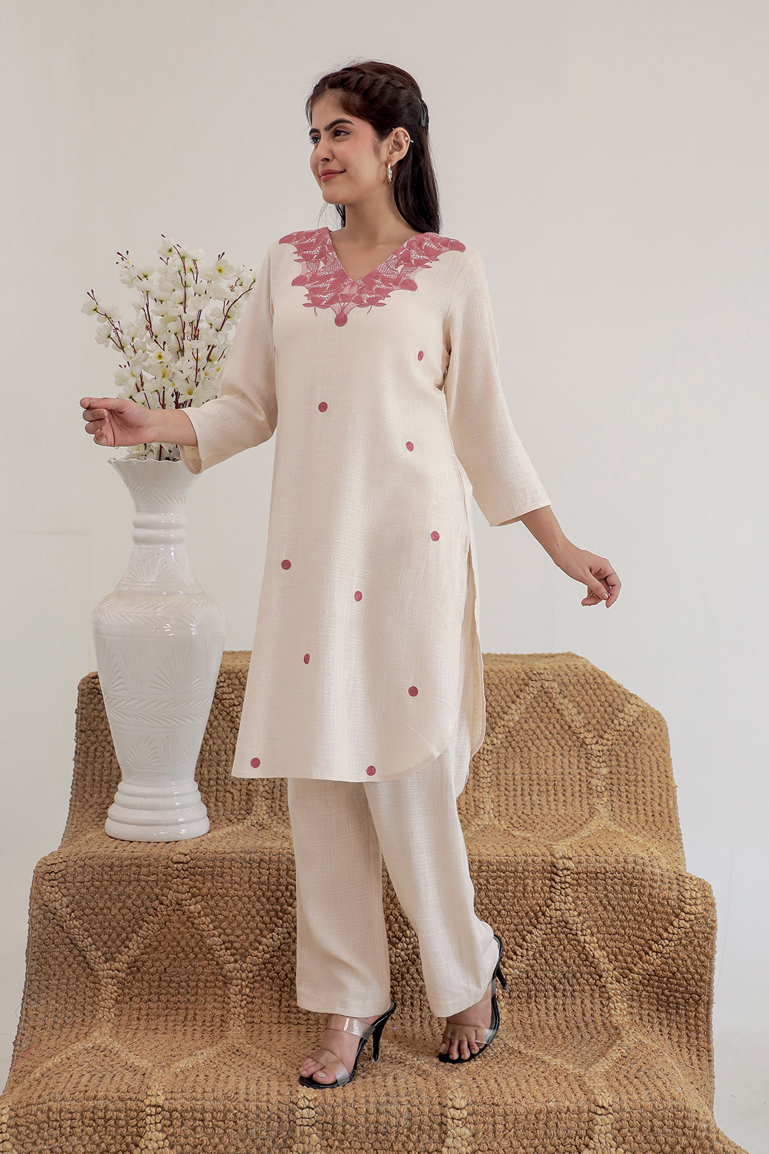 Kiani Beige Embroidery Kurta set