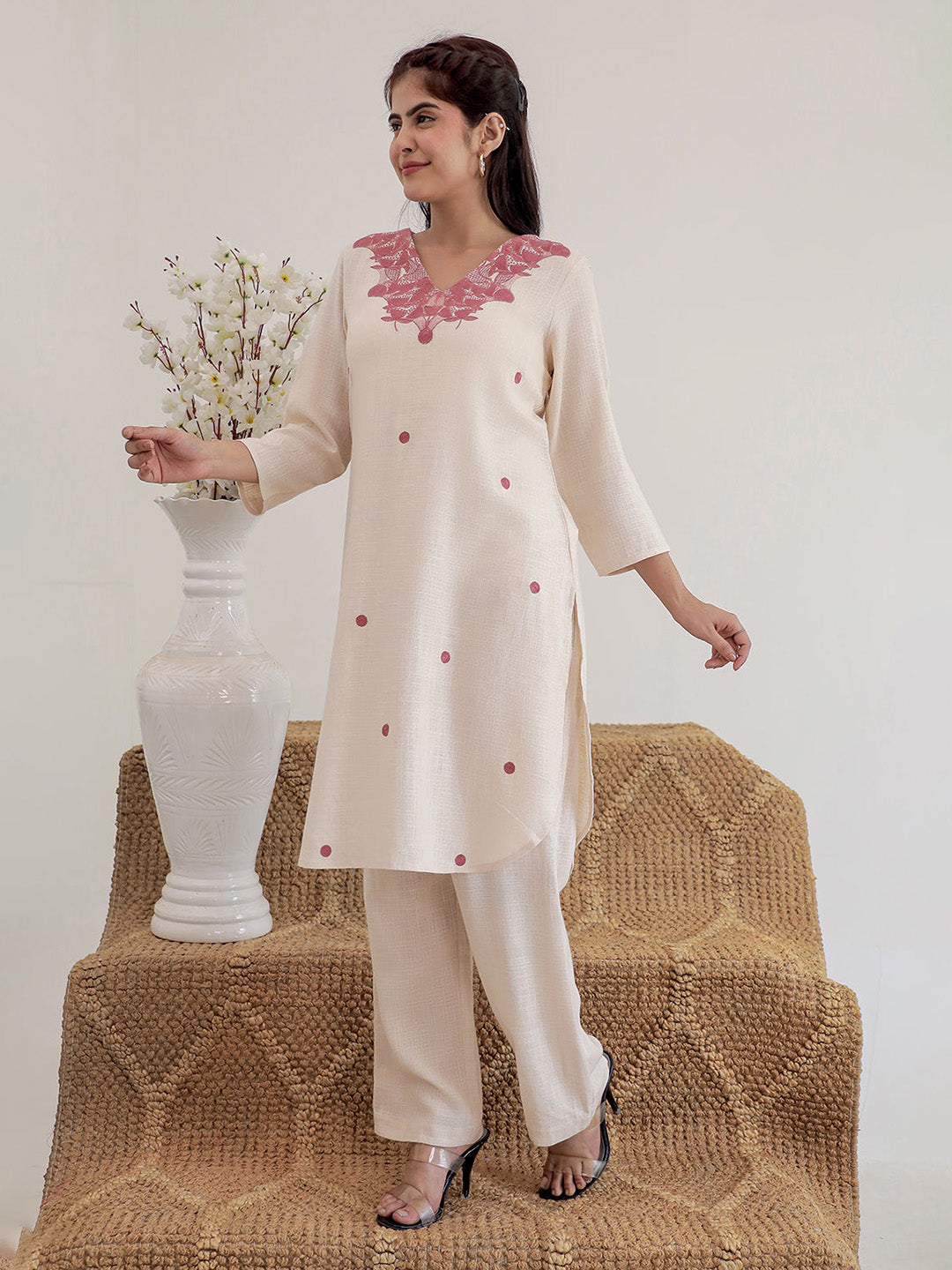 Kiani Beige Embroidery Kurta set