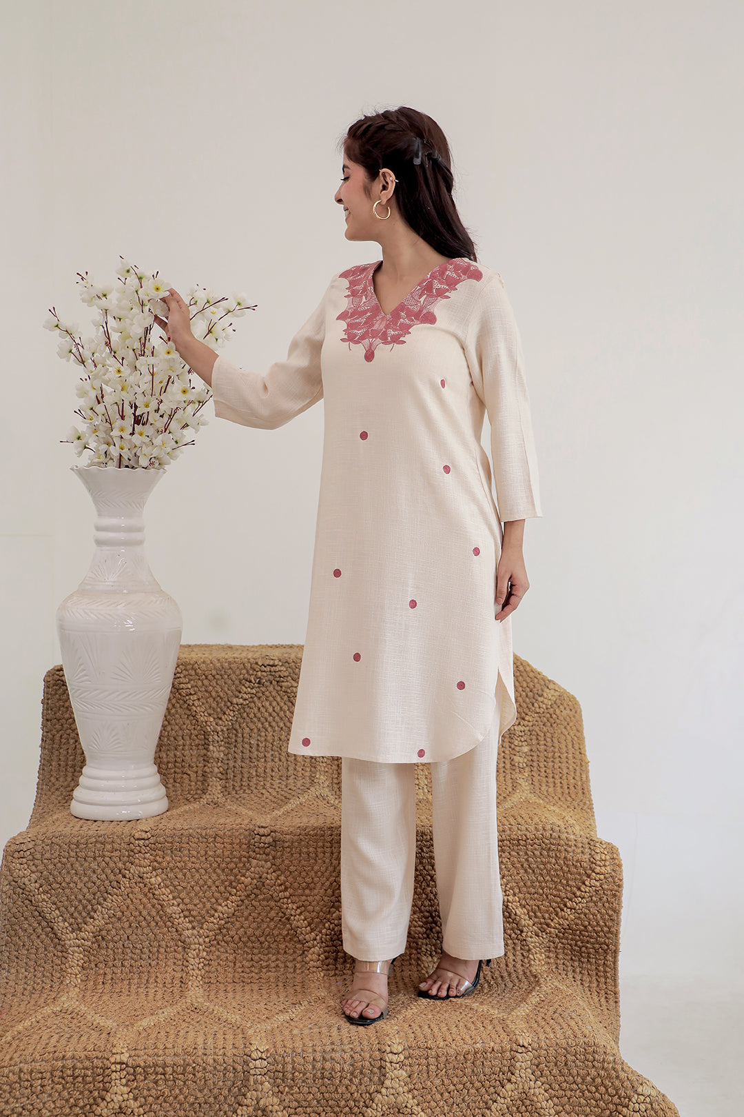 Kiani Beige Embroidery Kurta set