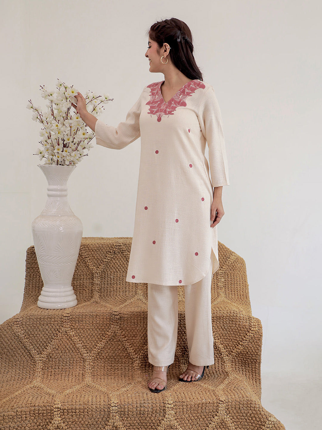 Kiani Beige Embroidery Kurta set