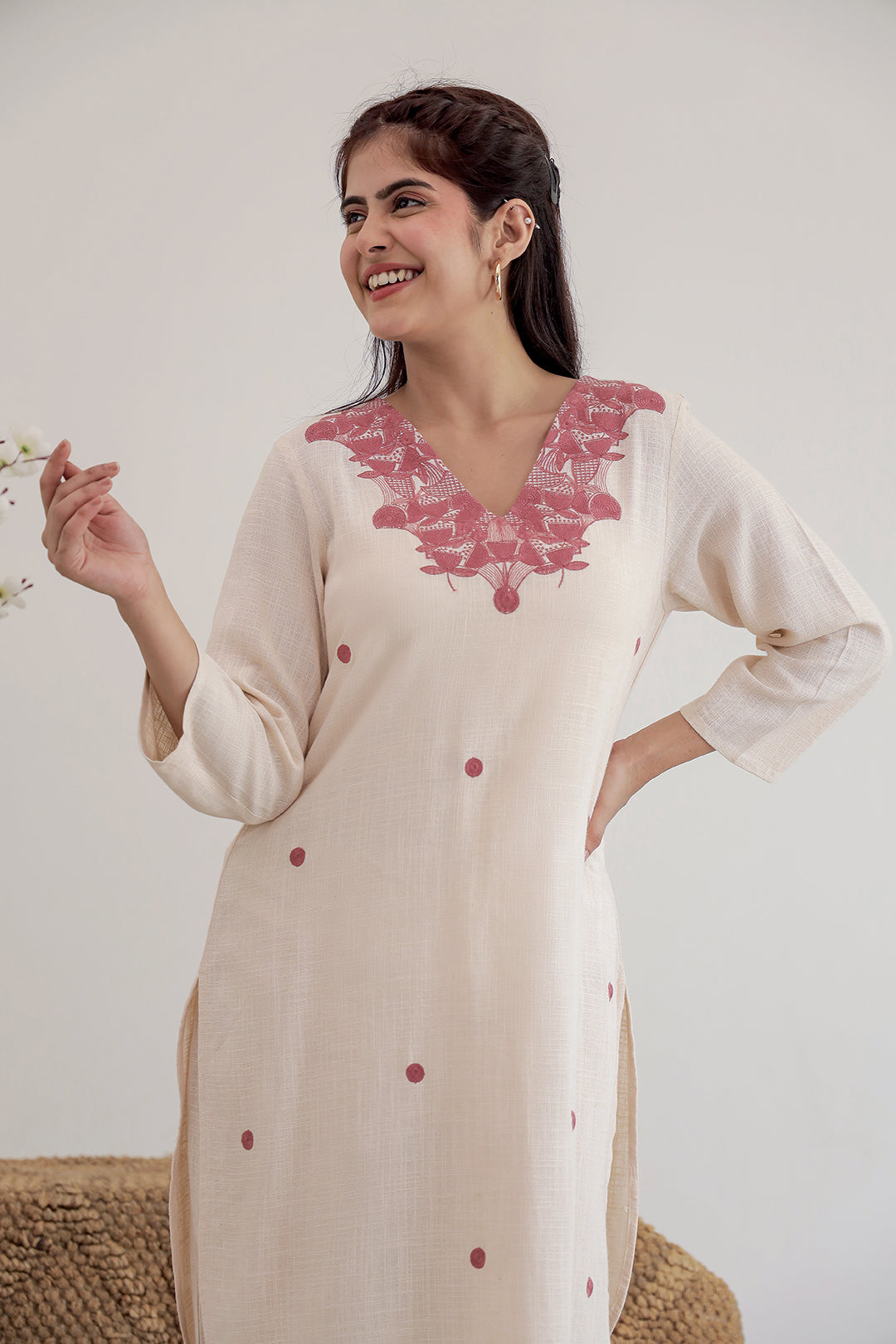 Kiani Beige Embroidery Kurta set