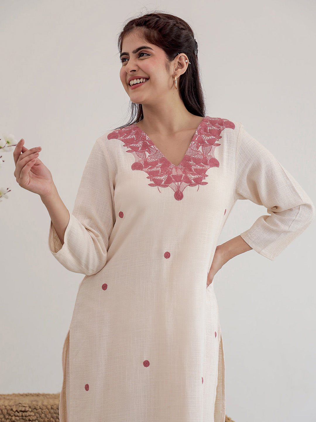 Kiani Beige Embroidery Kurta set