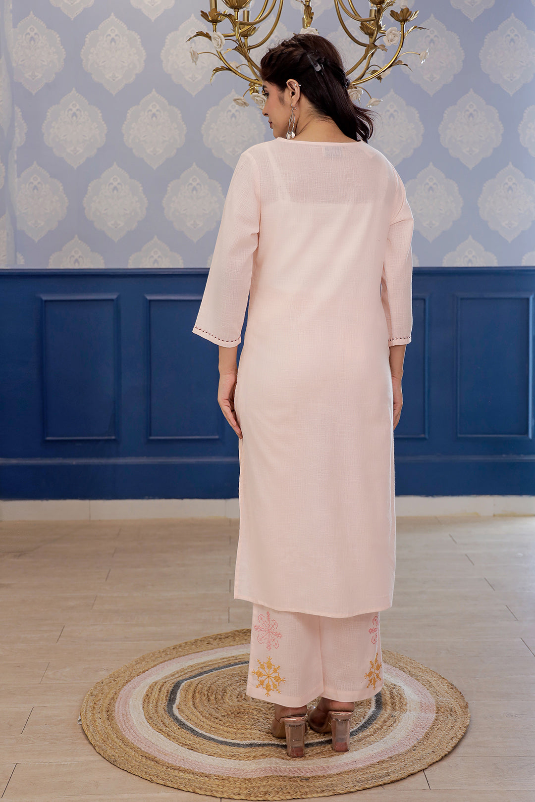 Thread Beauty Pink Embroidery Kurta Set