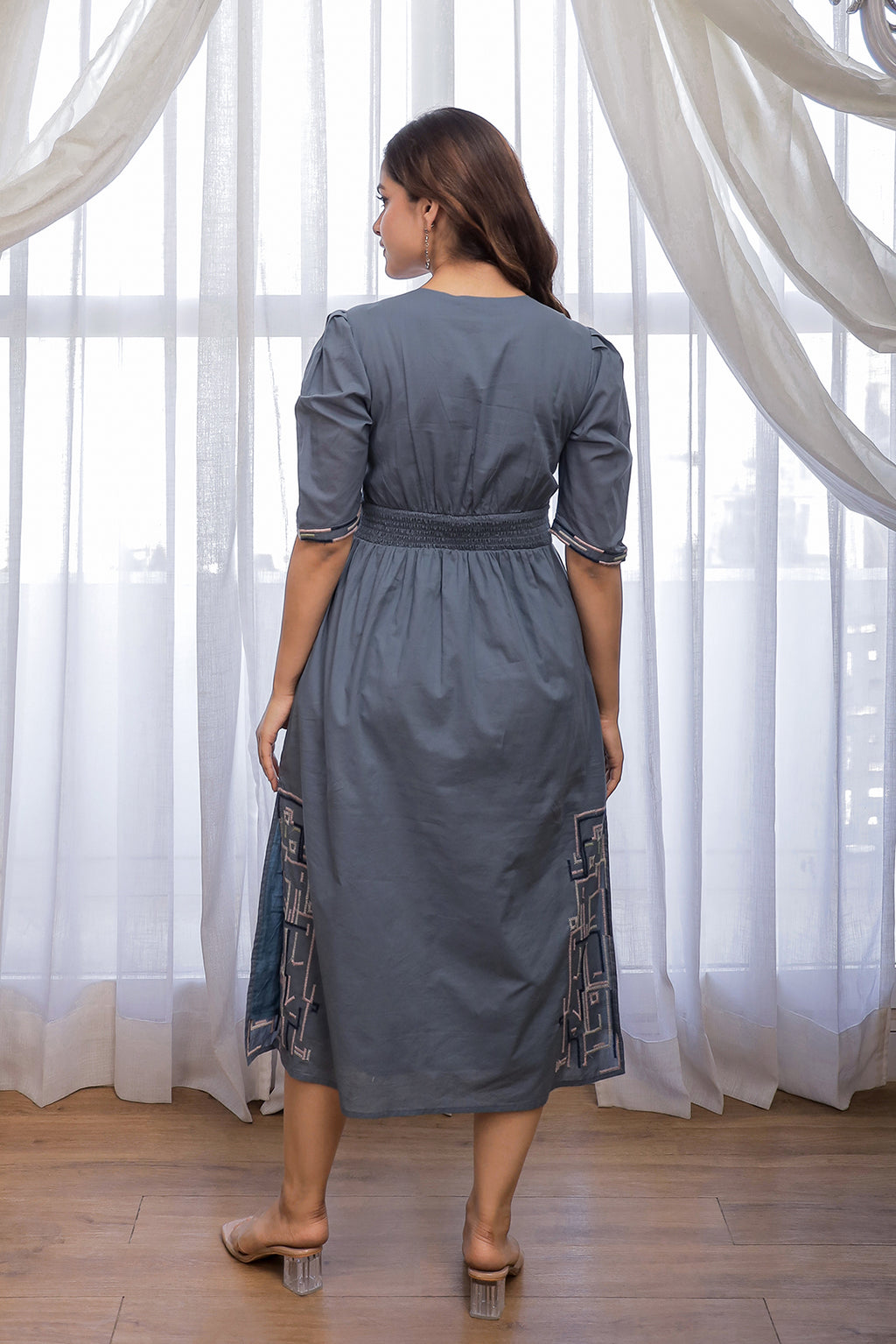 Rakhi Grey Embroidery Dress