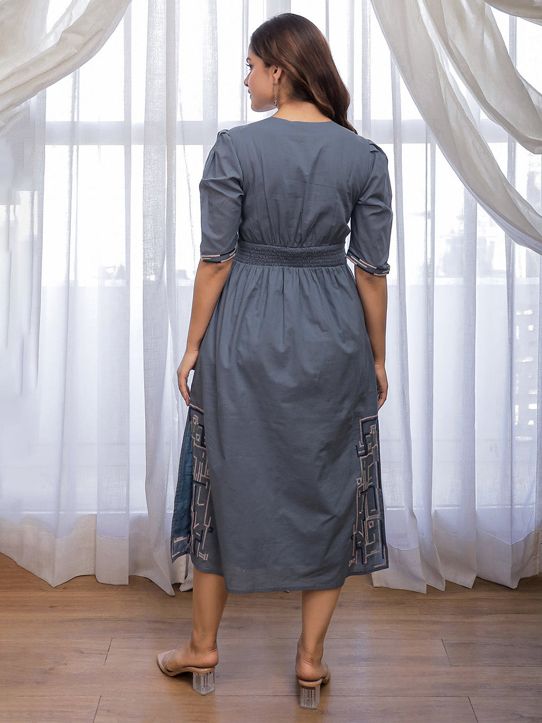 Rakhi Grey Embroidery Dress
