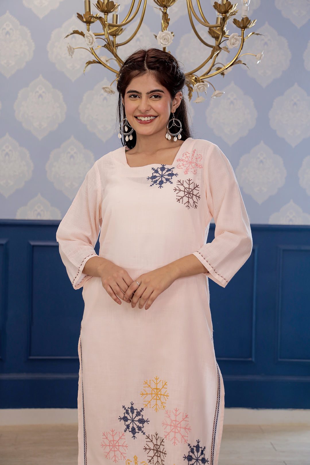 Thread Beauty Pink Embroidery Kurta Set