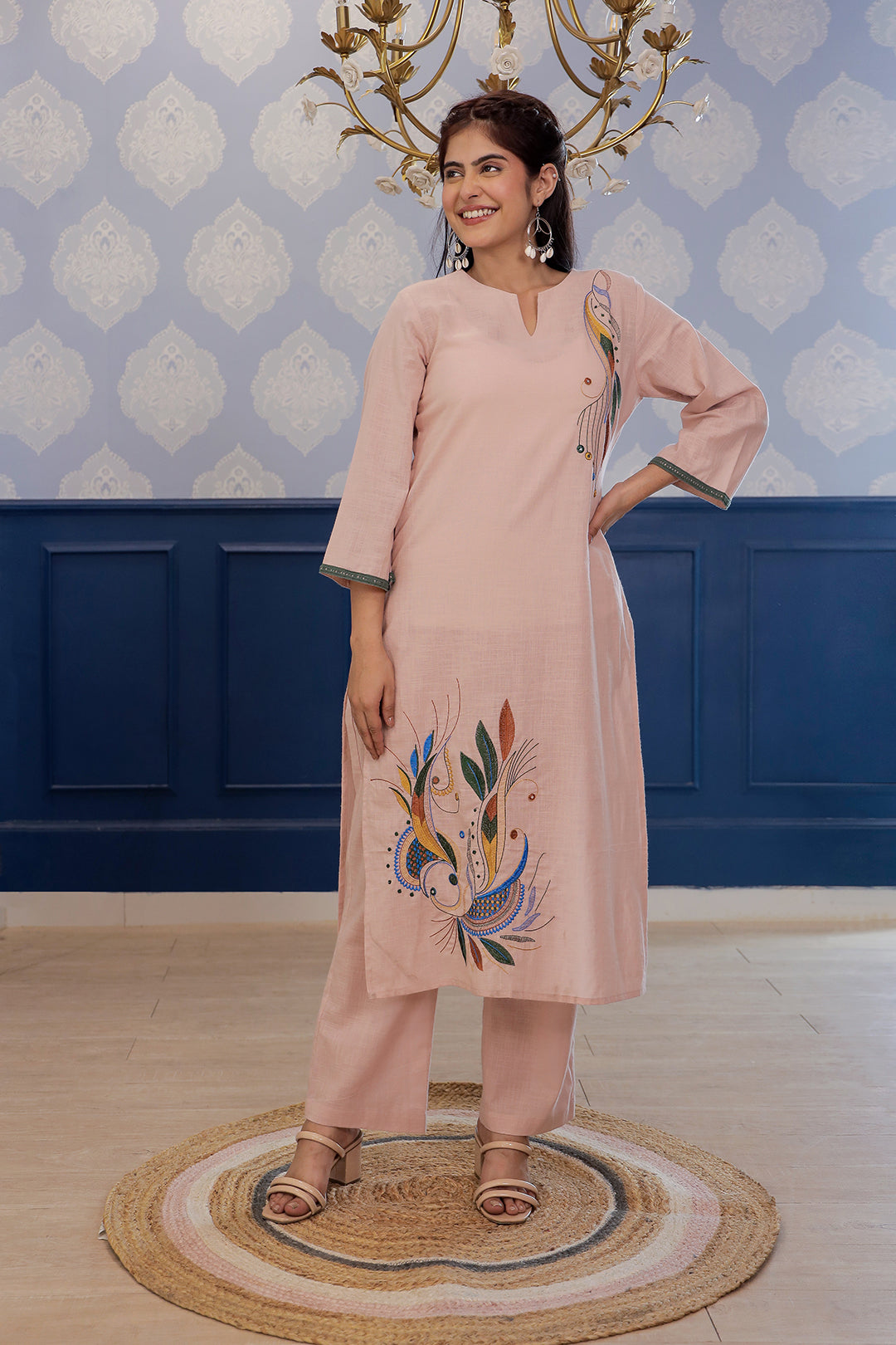 MadhuriBeige  Embroidery Kurta set