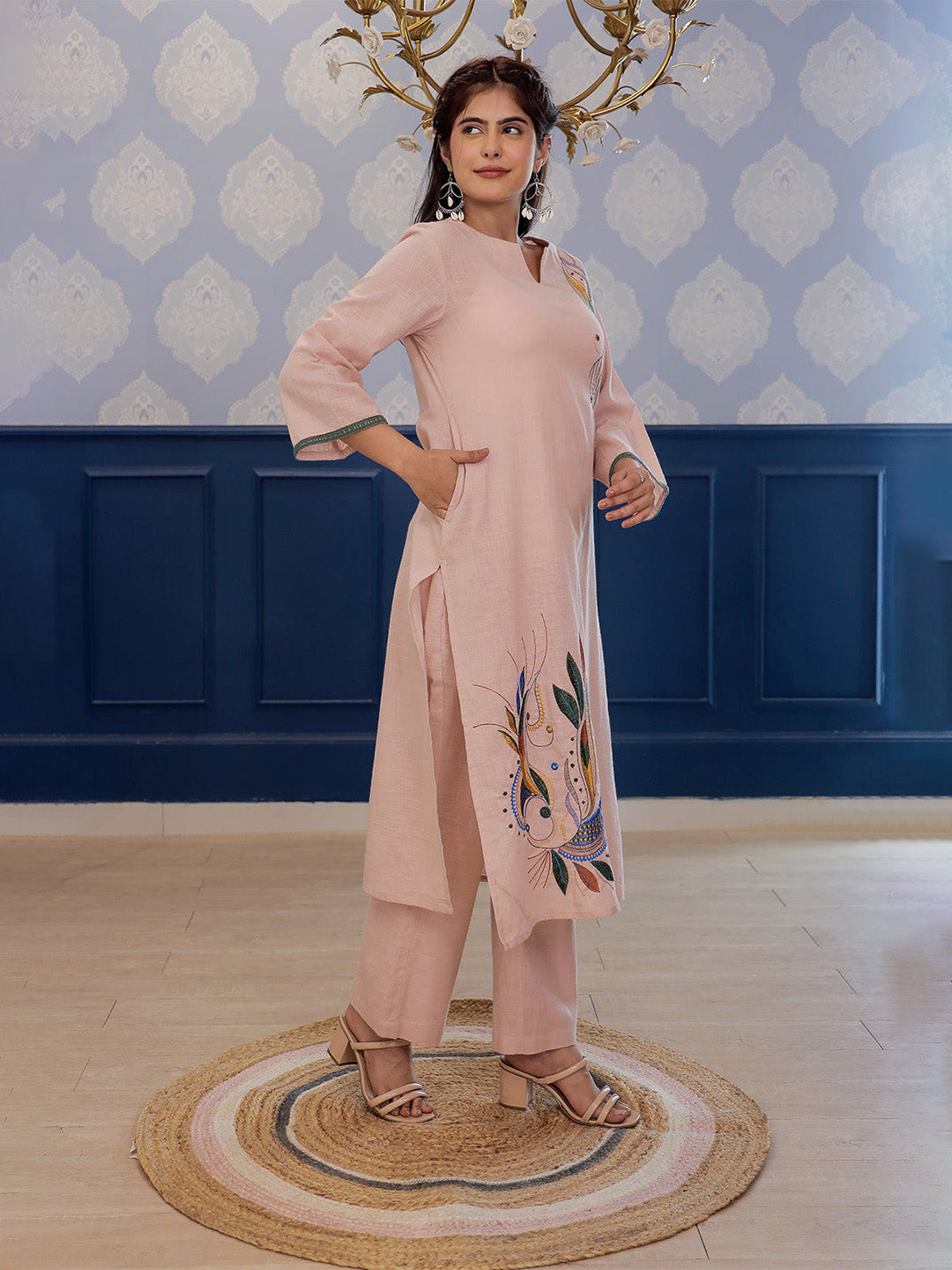 Madhuri Beige  Embroidery Kurta set