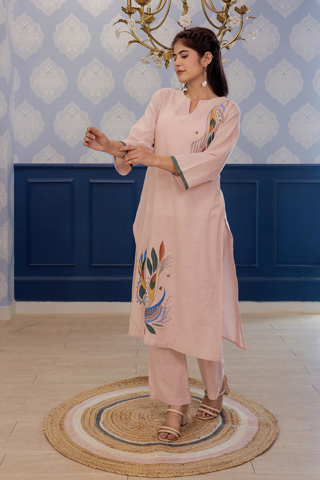 MadhuriBeige  Embroidery Kurta set