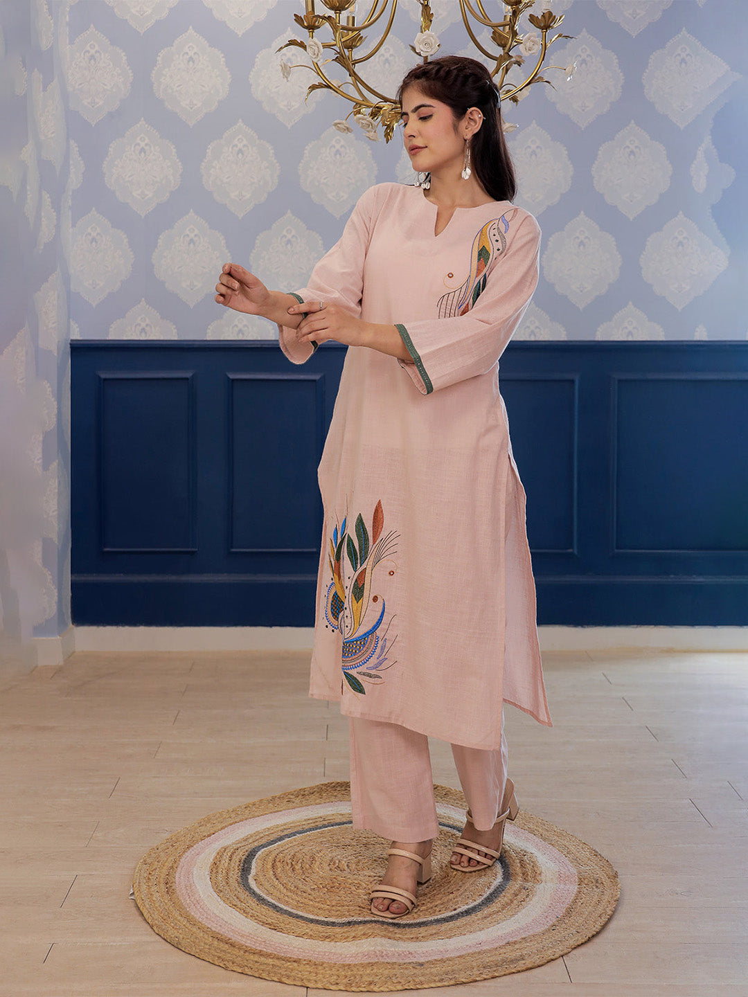Madhuri Beige  Embroidery Kurta set