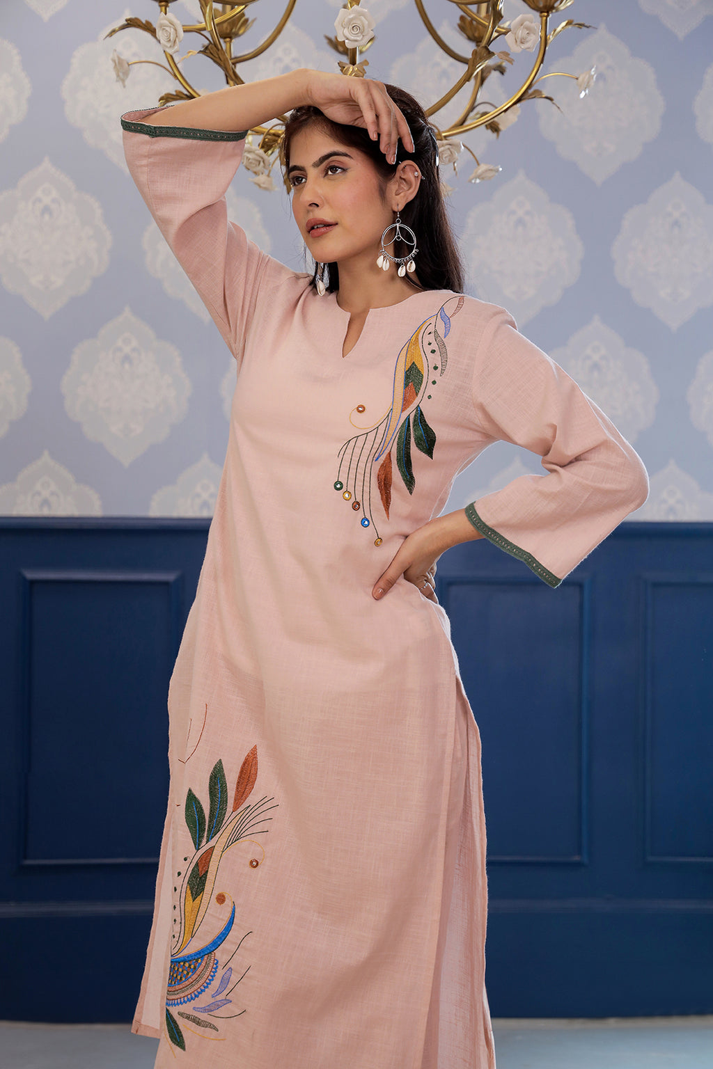 MadhuriBeige  Embroidery Kurta set